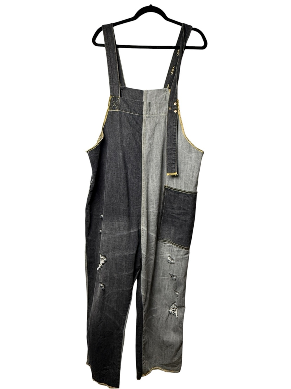 Two-Tone Black & Gray Men's Denim Overalls